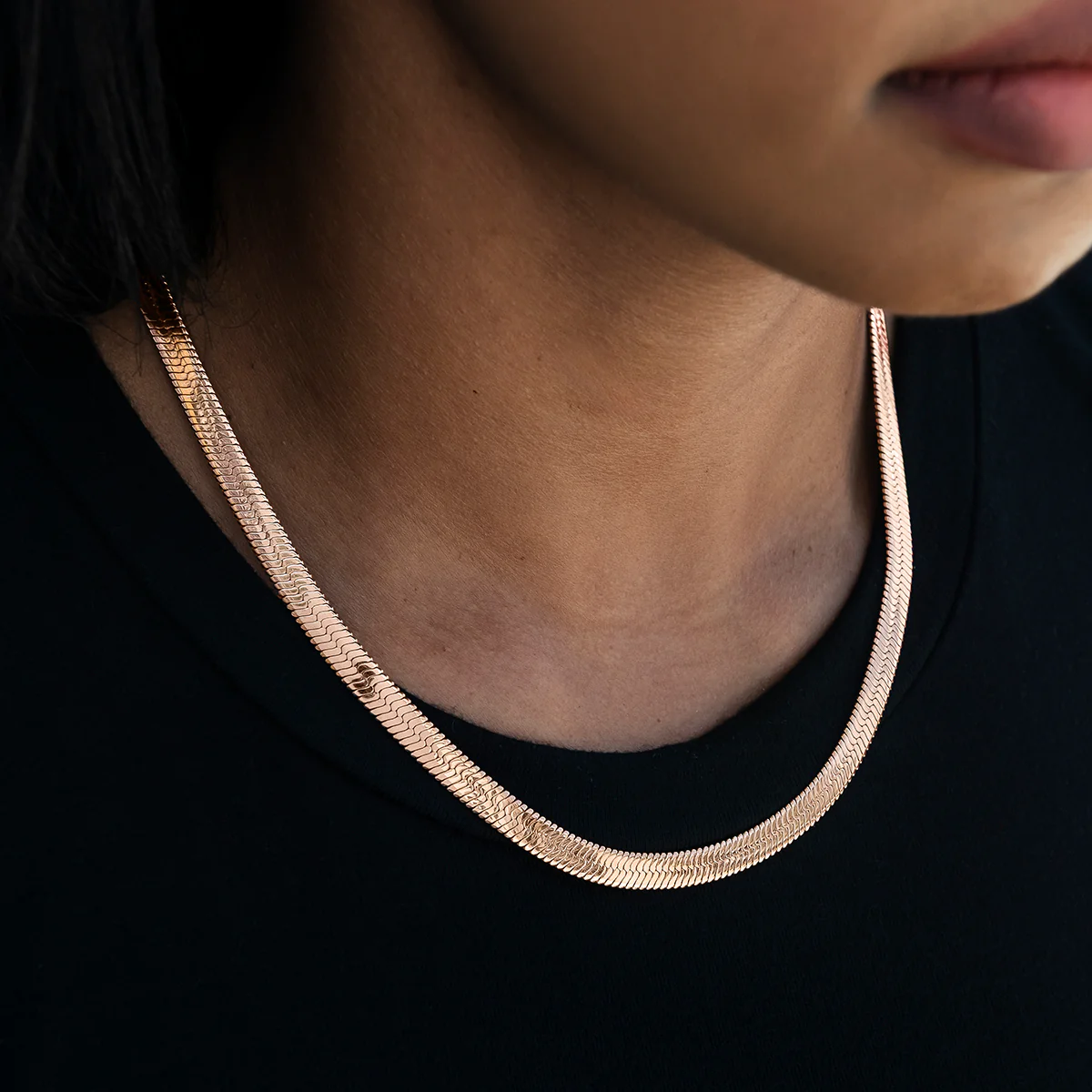 Herringbone Necklace in Rose Gold- 6mm - Image 4