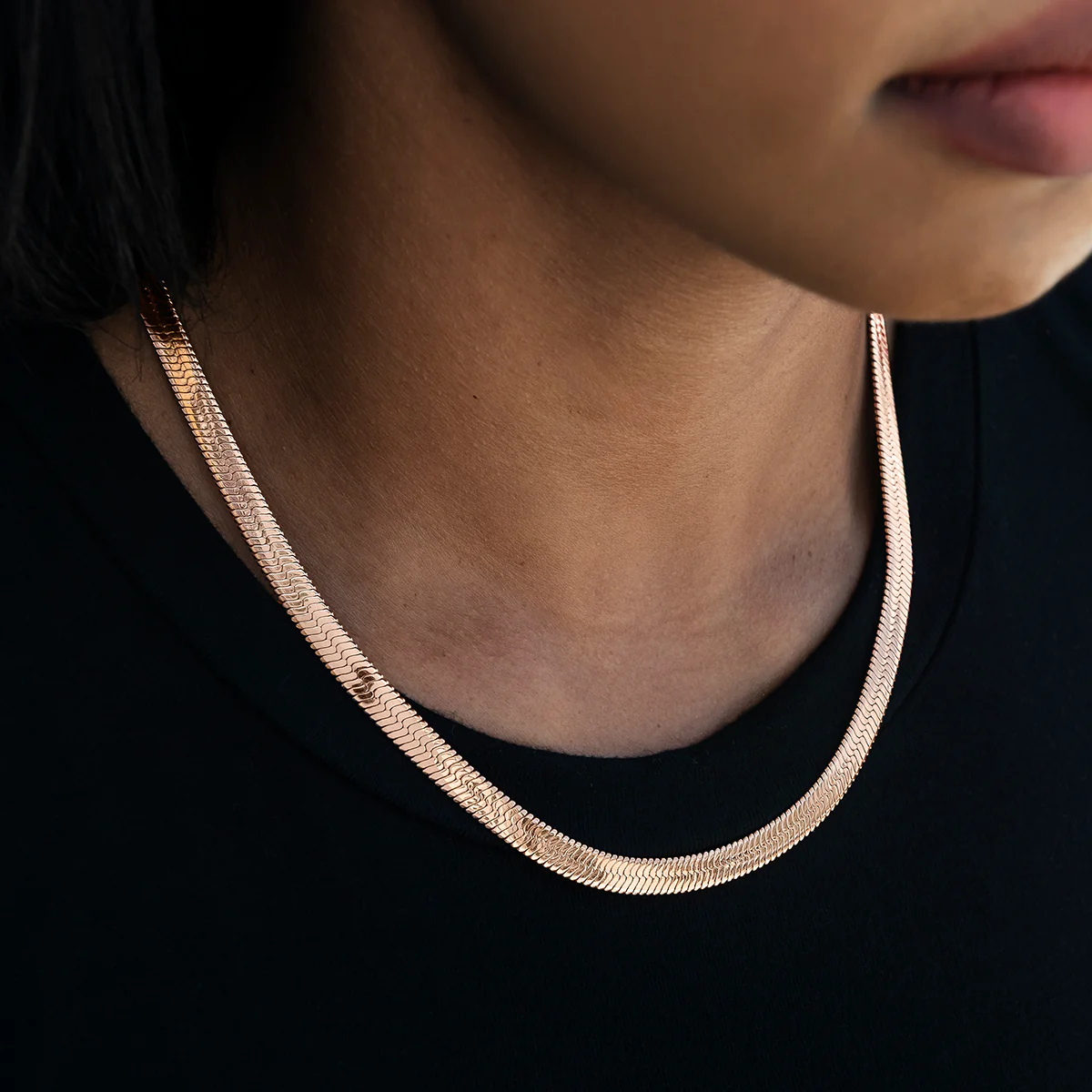 Herringbone Necklace in Rose Gold- 8mm - Image 4
