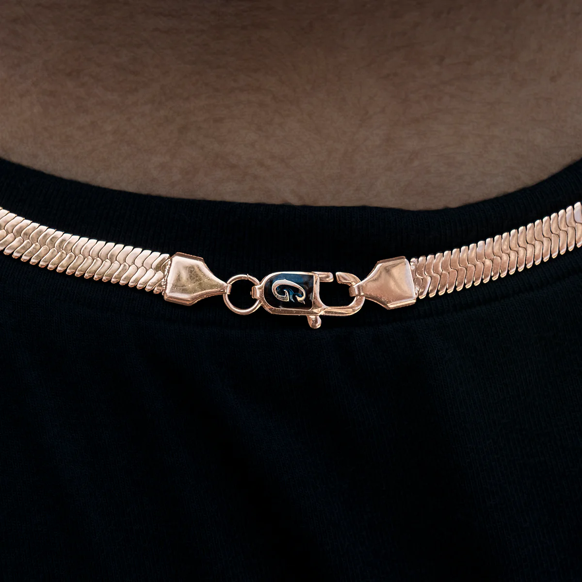 Herringbone Necklace in Rose Gold- 8mm - Image 5