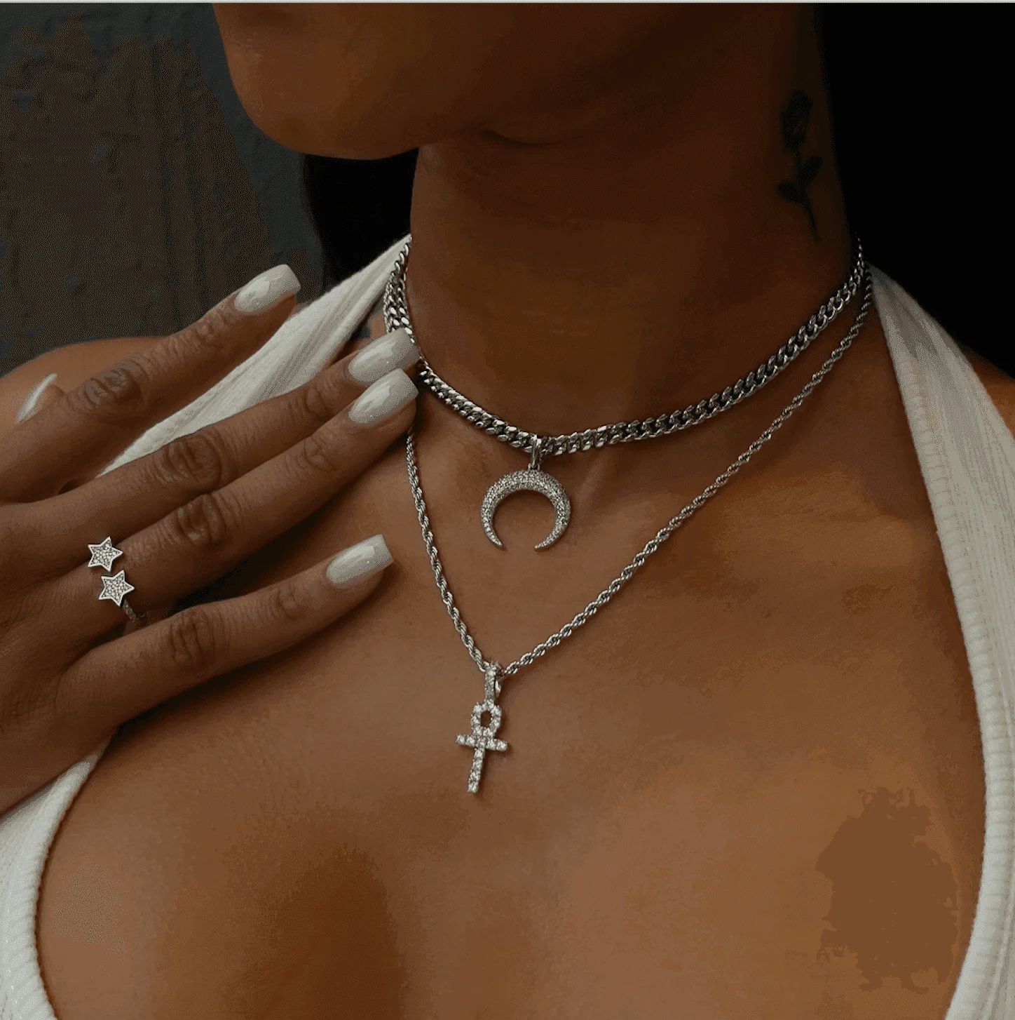 Choose 2 Chains + 2 Pendants - White Gold - Image 3