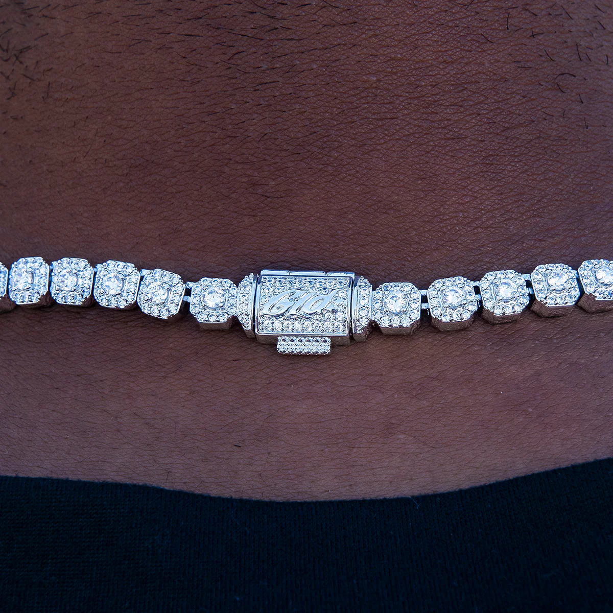 Micro Clustered Tennis Chain in White Gold - 6mm - Image 4