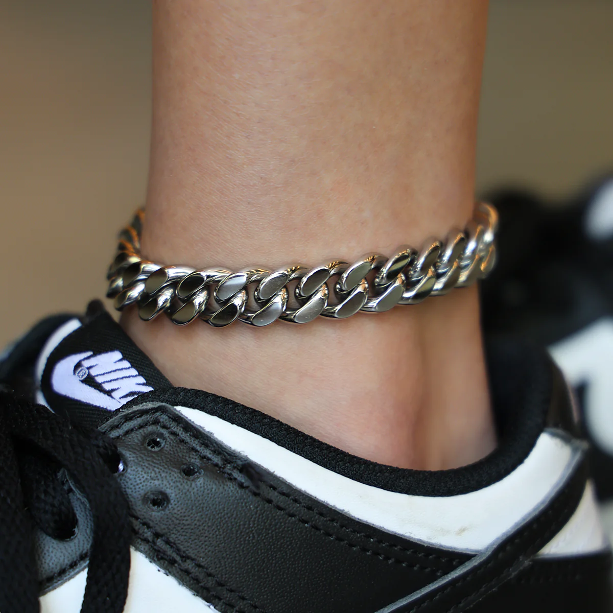 Miami Cuban Anklet in White Gold- 12mm - Image 2