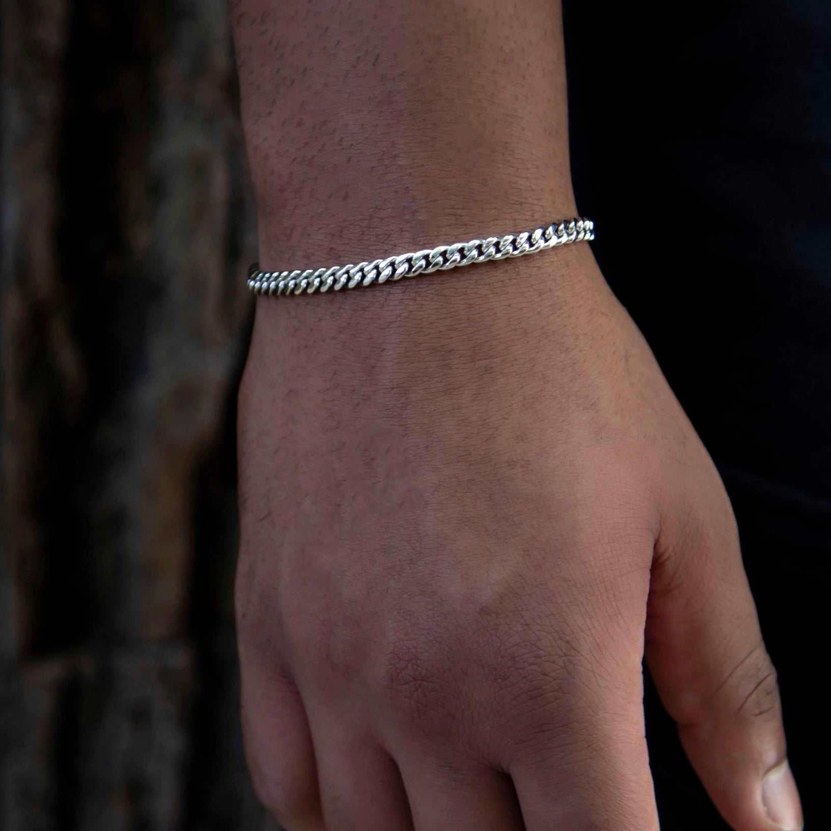 Miami Cuban Chain Bracelet in Sterling Silver - 5mm - Image 2