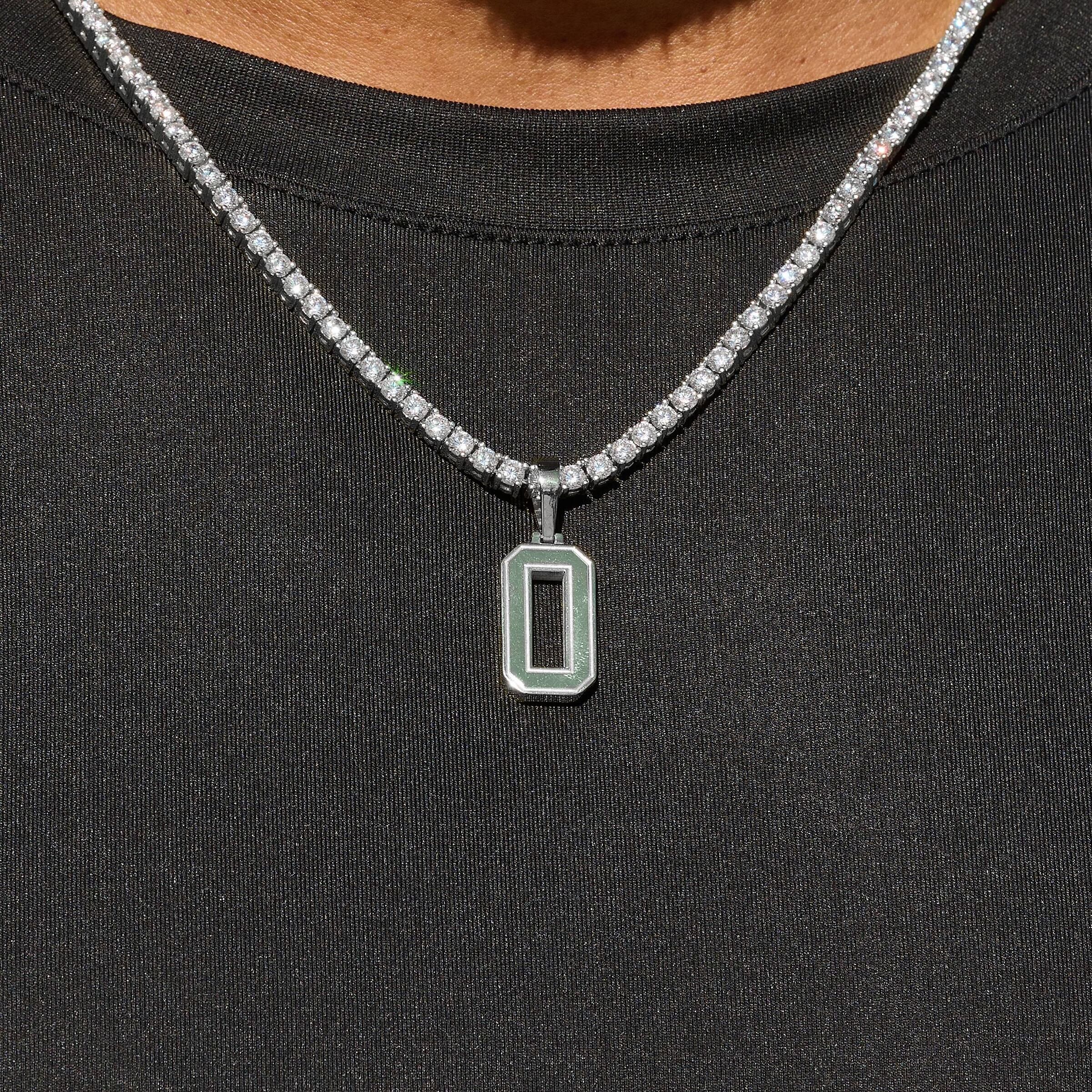 Micro Block Number Pendant in White Gold - Image 10