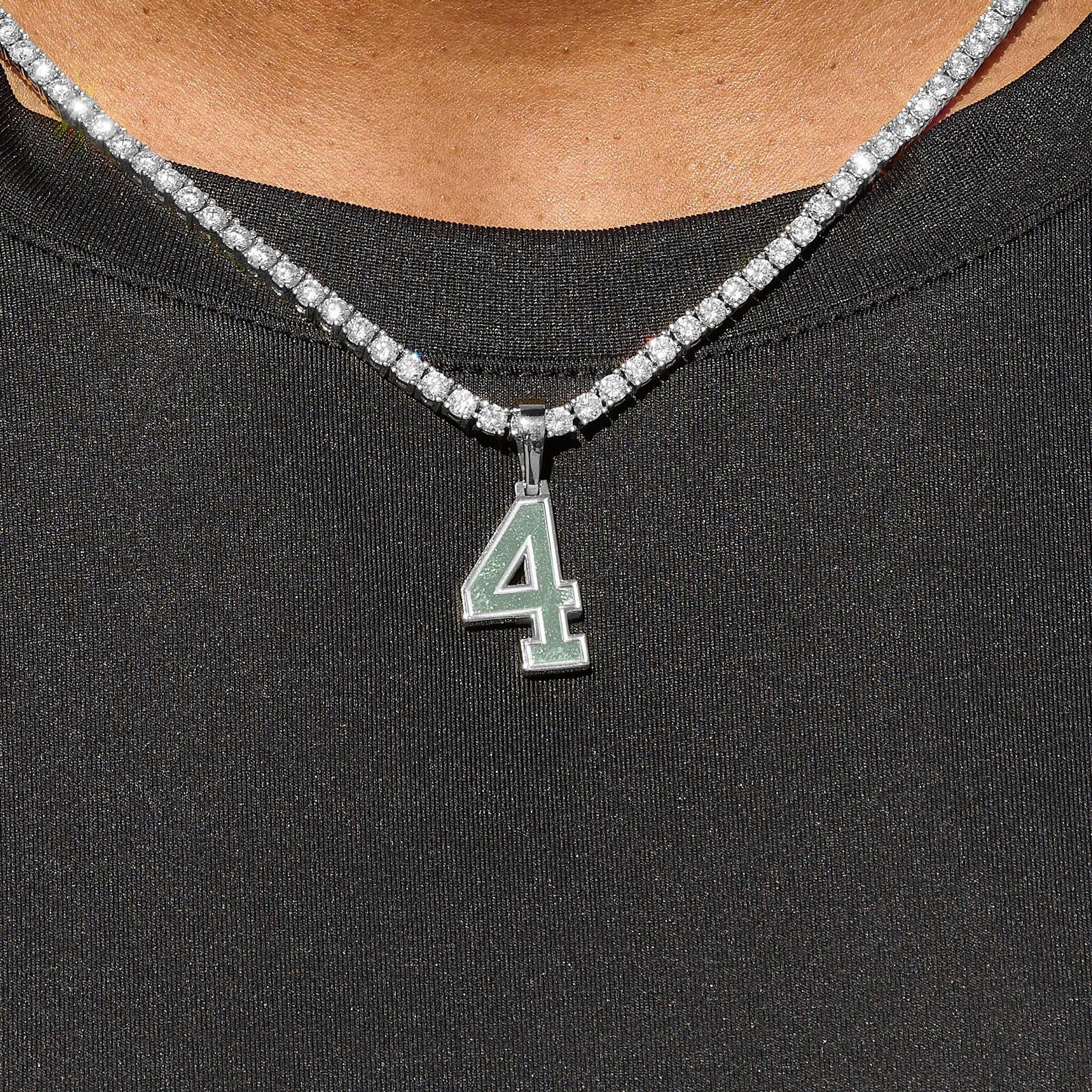 Micro Block Number Pendant in White Gold - Image 4