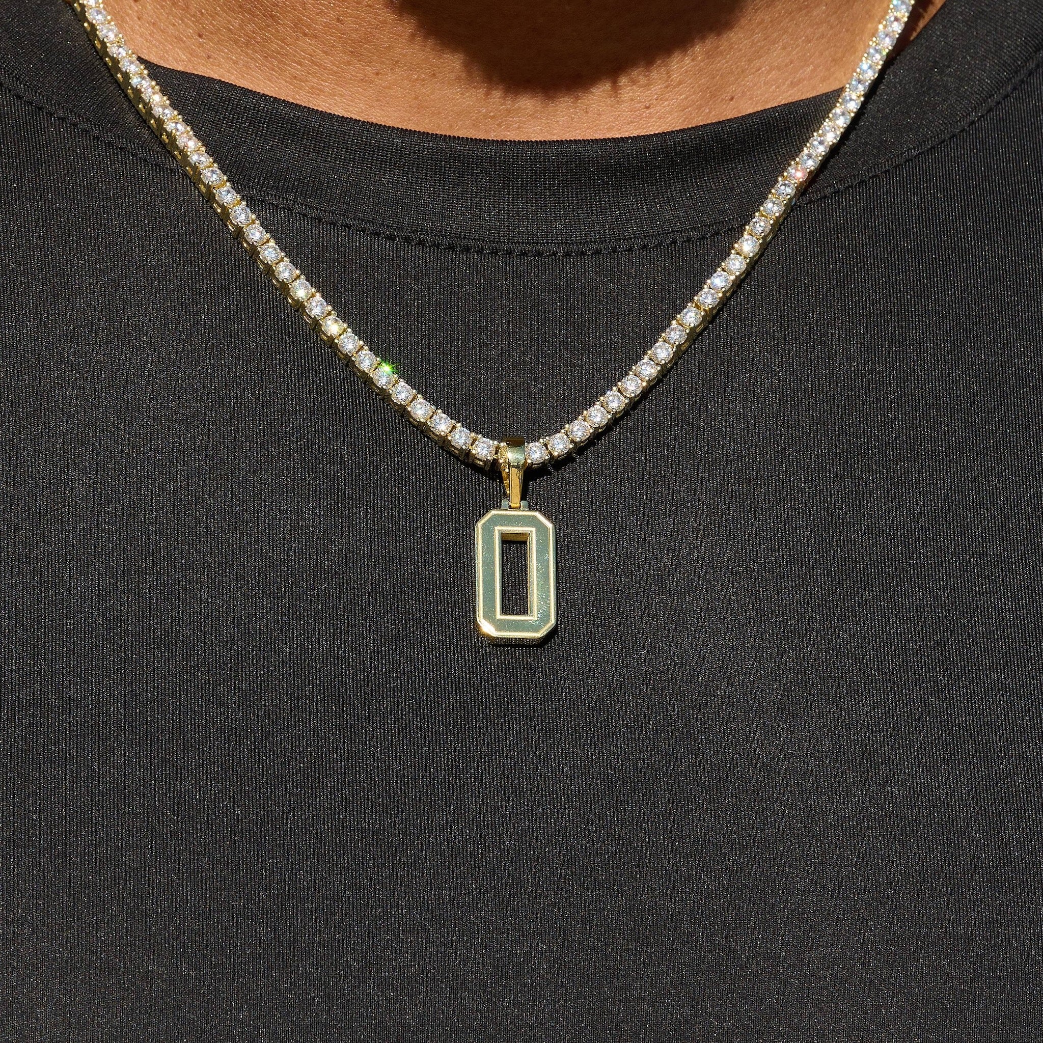Micro Block Number Pendant in Yellow Gold - Image 2