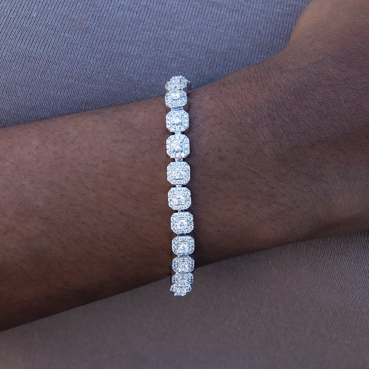 Micro Clustered Tennis Necklace + Bracelet Bundle in White Gold - Image 3