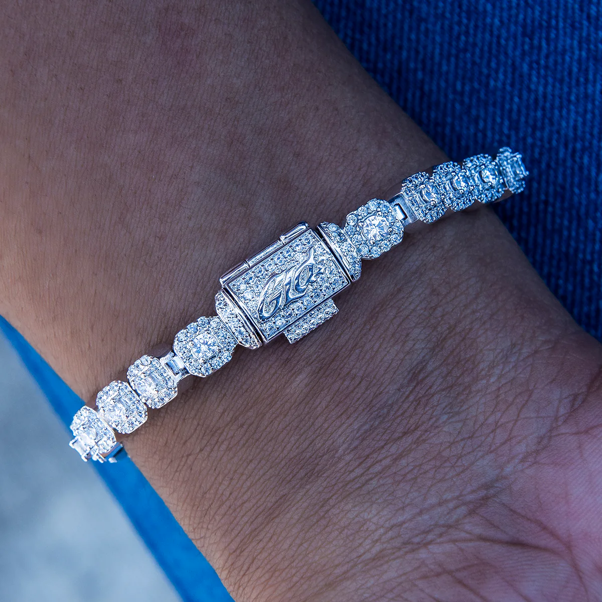 Micro Clustered Tennis Necklace + Bracelet Bundle in White Gold - Image 5