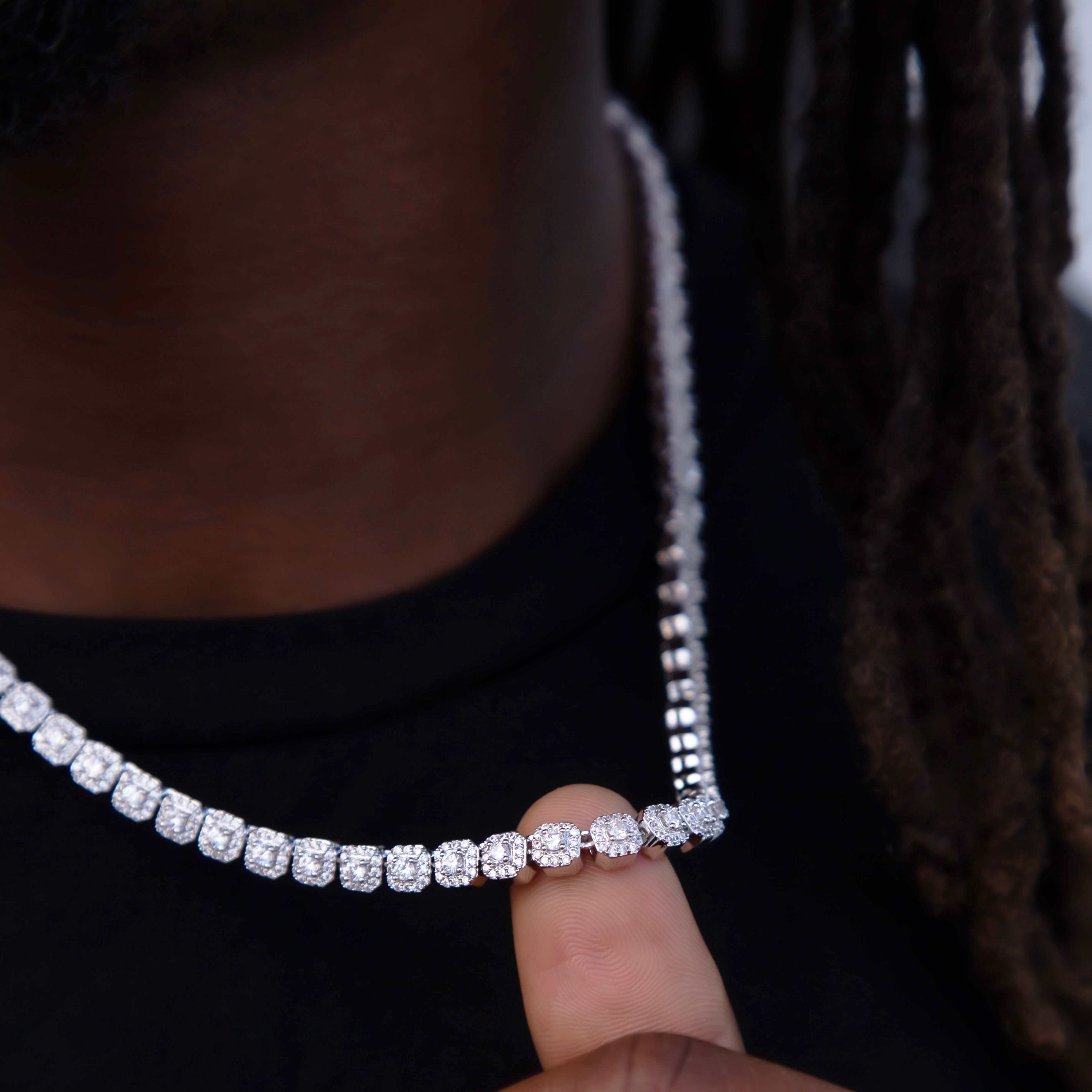 Micro Clustered Tennis Chain in White Gold - 6mm - Image 3