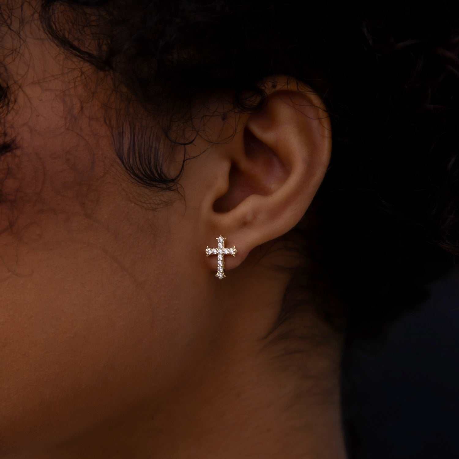 Micro Cross Stud Earrings - Image 3