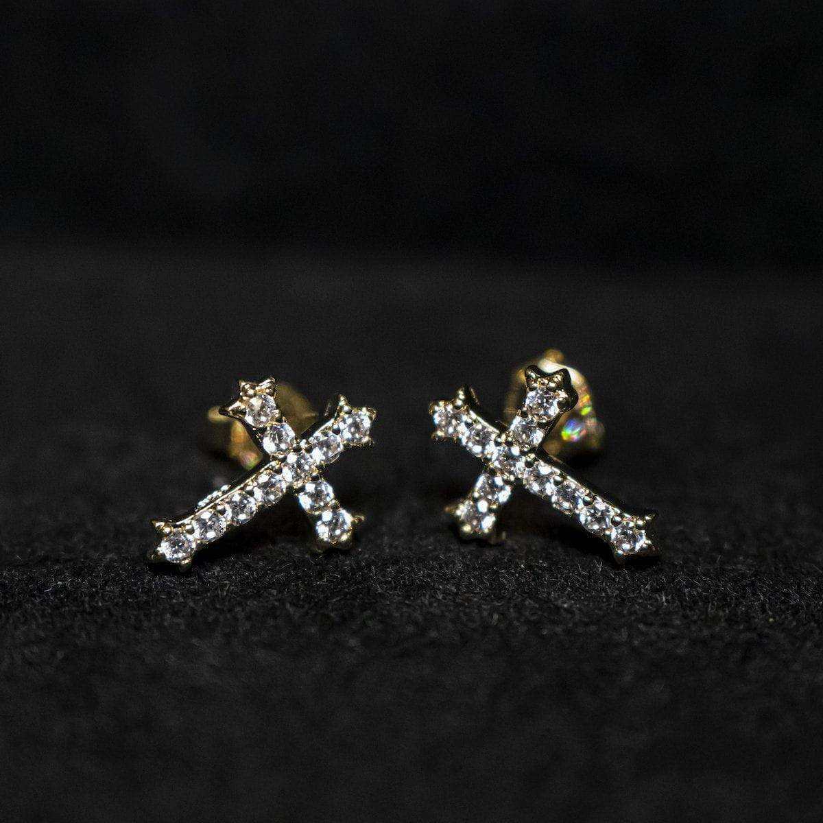 Micro Cross Stud Earrings - Image 4