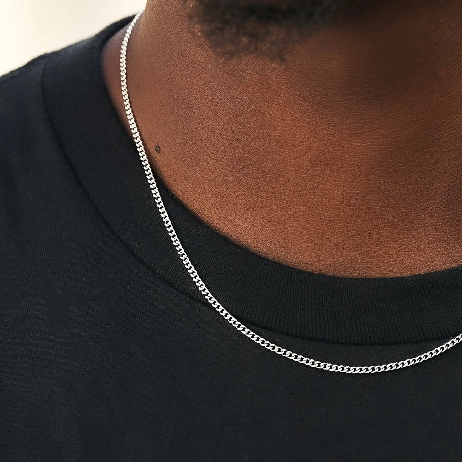 Micro Cuban Chain in White Gold - 2mm - Image 2