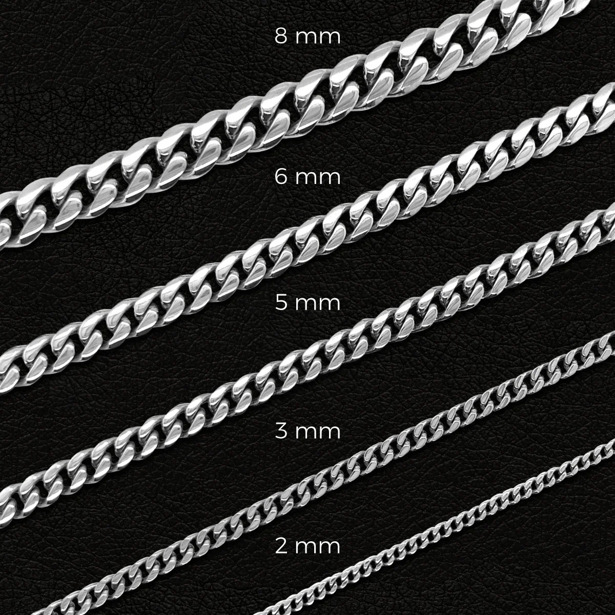 Micro Cuban Chain in White Gold - 2mm - Image 4