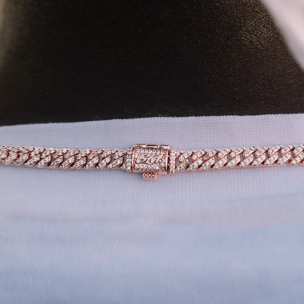 Micro Diamond Prong Cuban Chain + Bracelet in Rose Gold- 6mm - Image 7