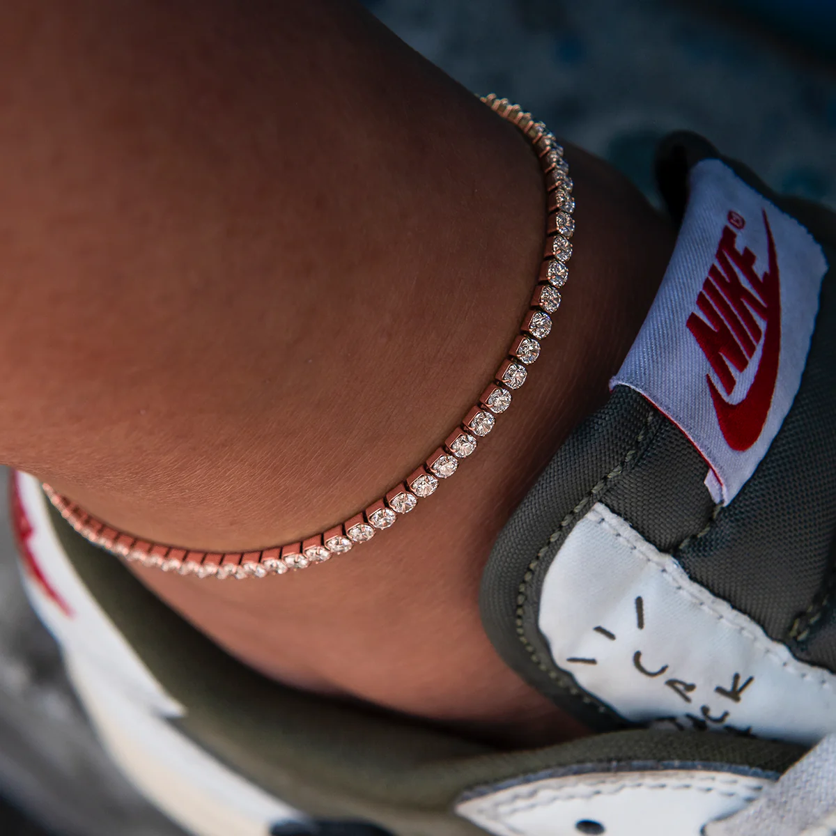 Micro Tennis Anklet in Rose Gold - Image 2