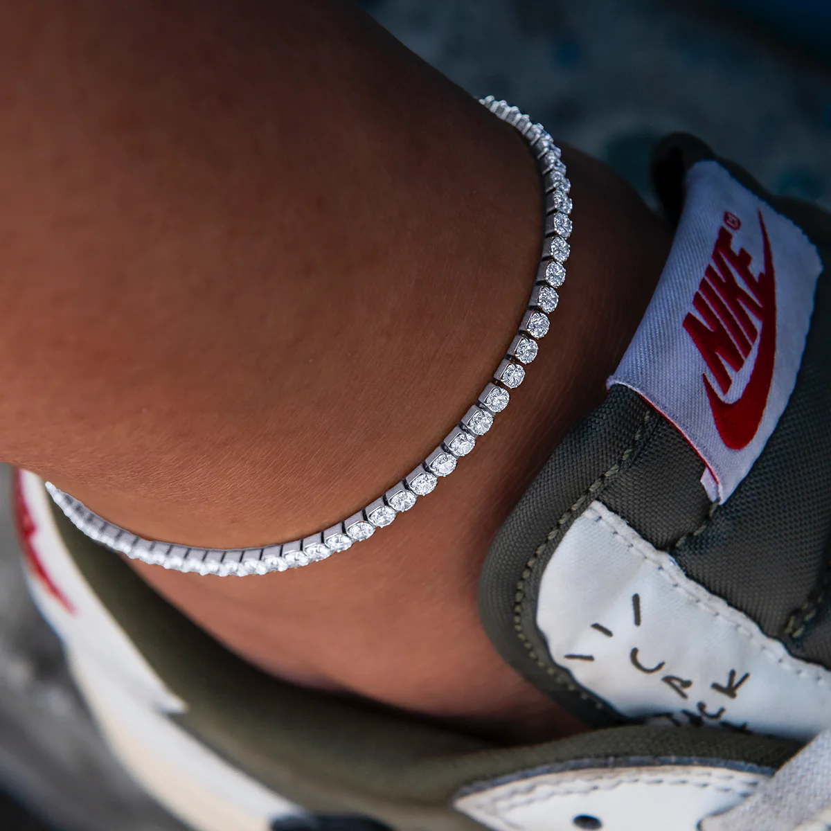 Micro Tennis Anklet in White Gold - Image 2