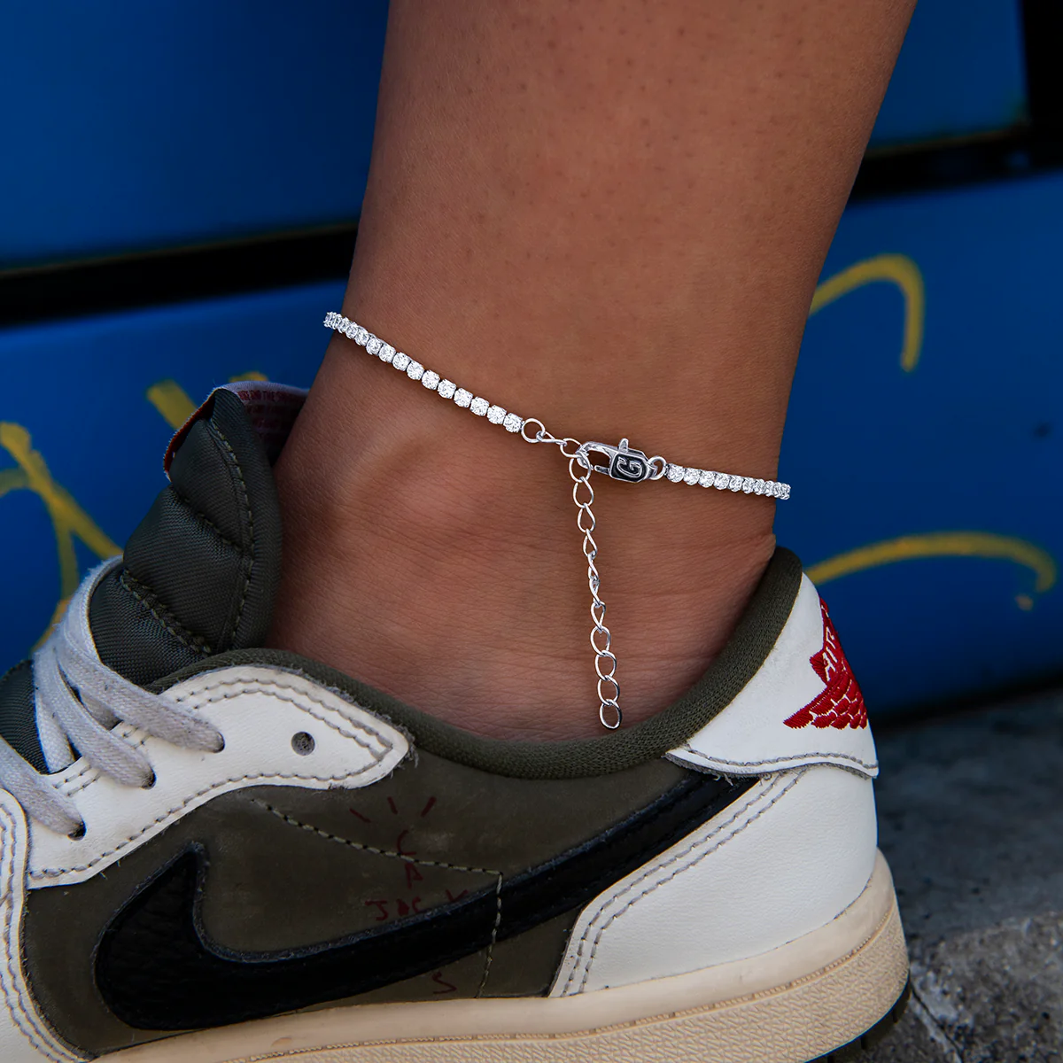 Micro Tennis Anklet in White Gold - Image 3