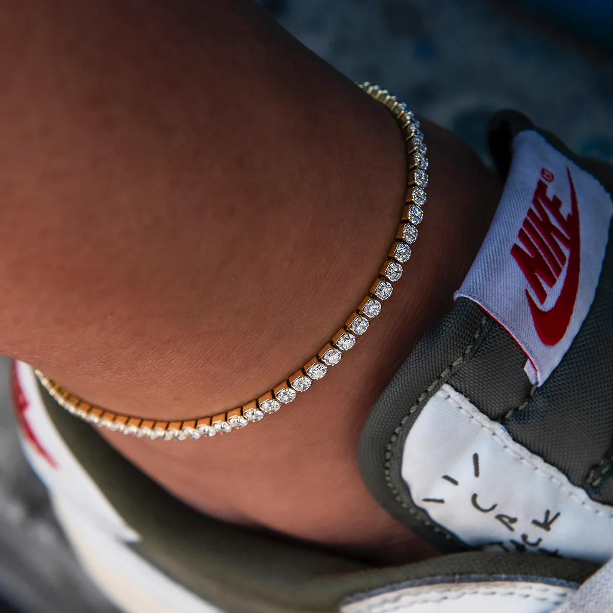 Micro Tennis Anklet in Yellow Gold - Image 2