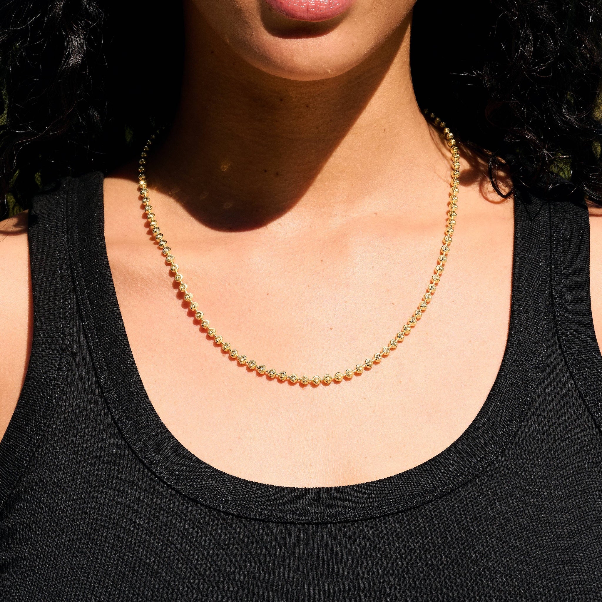 Moon Cut Ball Chain in Solid Gold - 4mm - Image 2