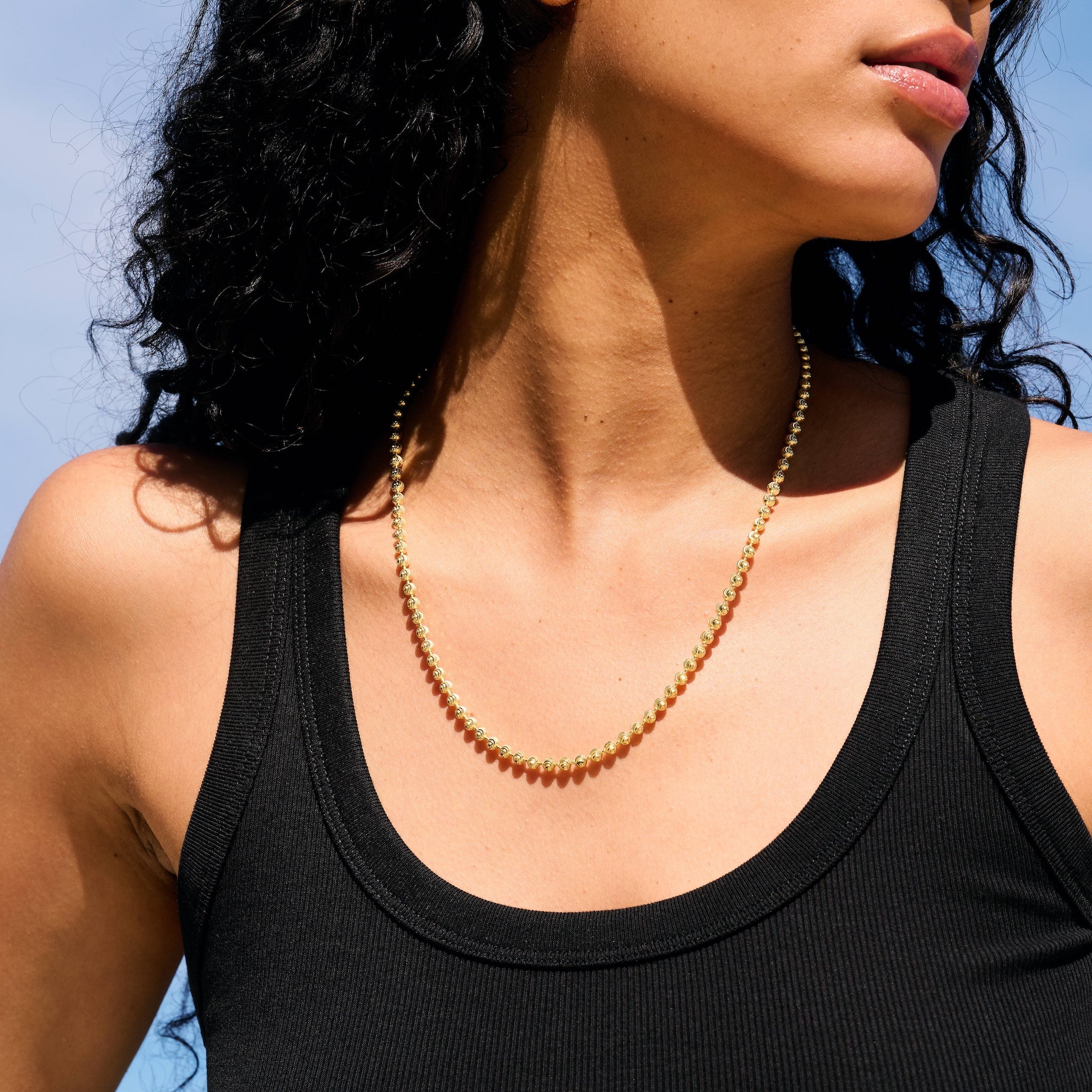 Moon Cut Ball Chain in Solid Gold - 4mm - Image 4