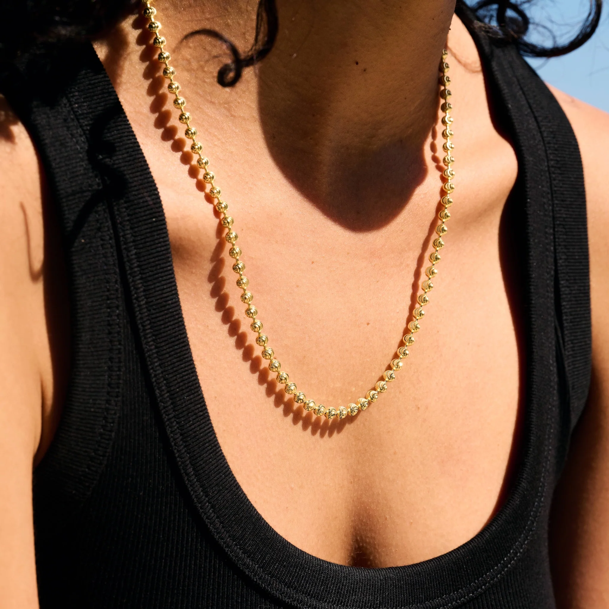 Moon Cut Ball Chain in Solid Gold - 4mm - Image 5