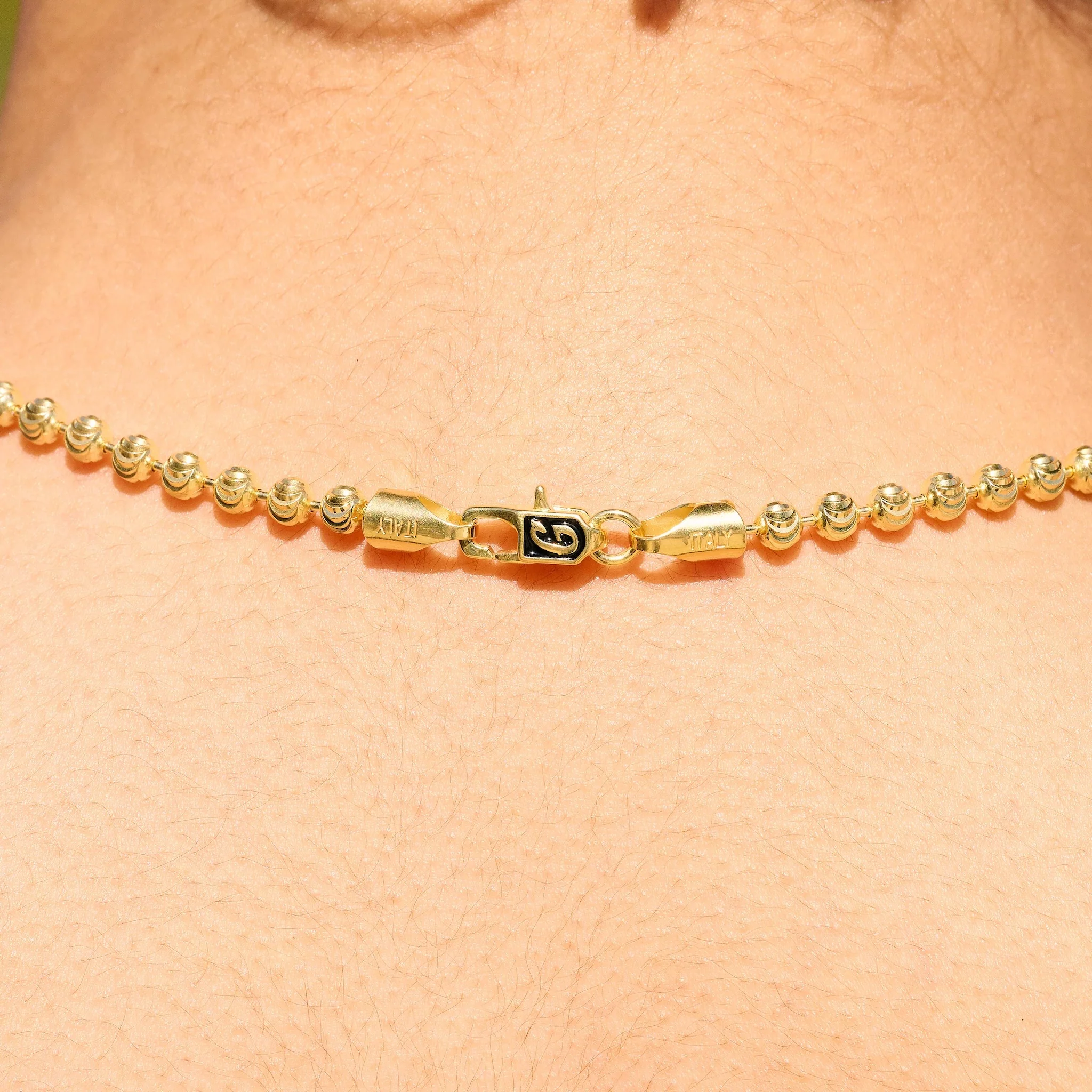 Moon Cut Ball Chain in Solid Gold - 4mm - Image 6