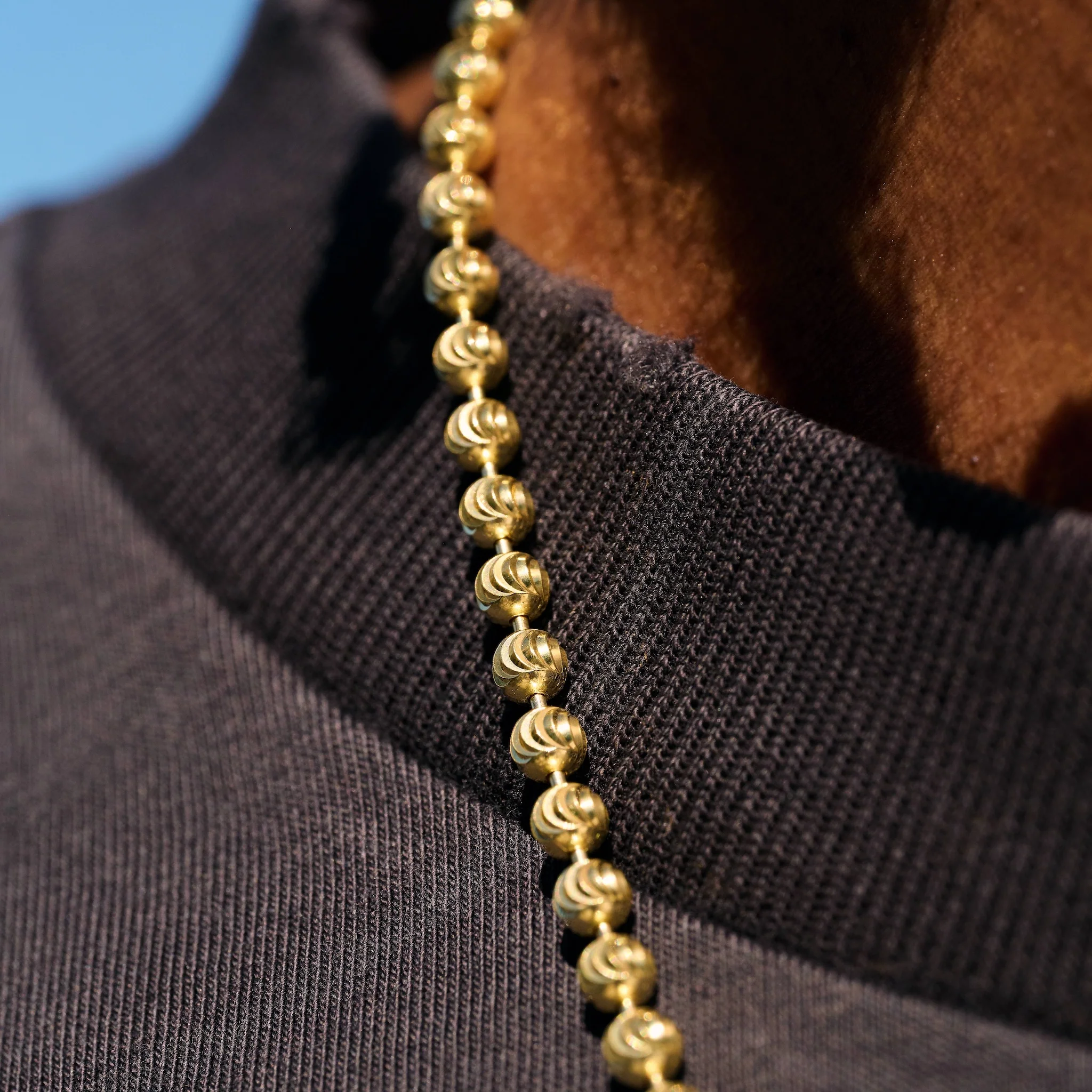 Moon Cut Ball Chain in Solid Gold - 4mm - Image 5
