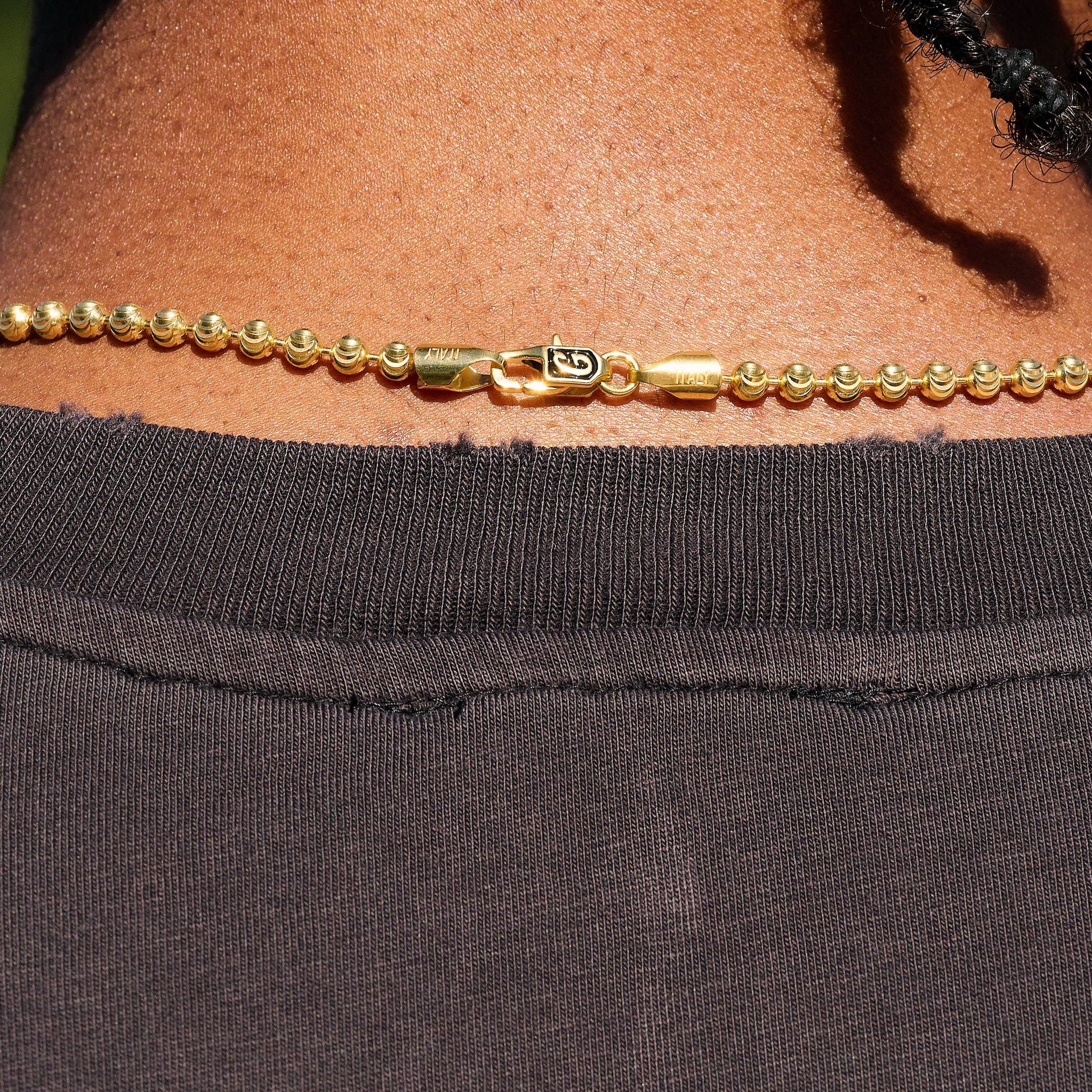 Moon Cut Ball Chain in Solid Gold - 4mm - Image 6