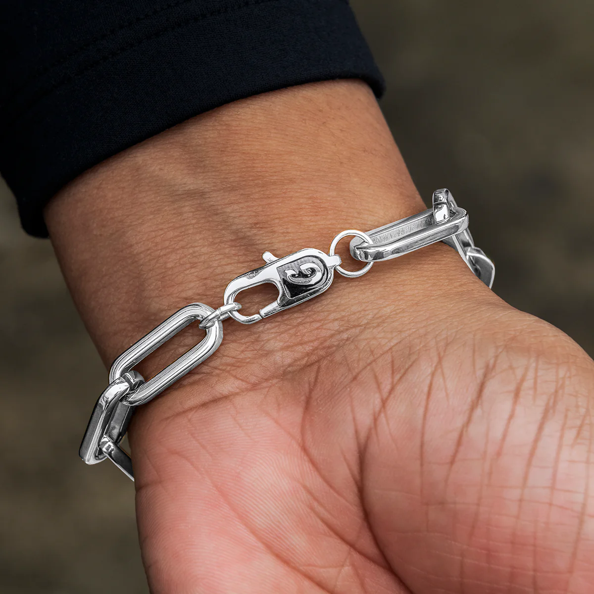 Paper Clip Bracelet in White Gold- 8mm - Image 4