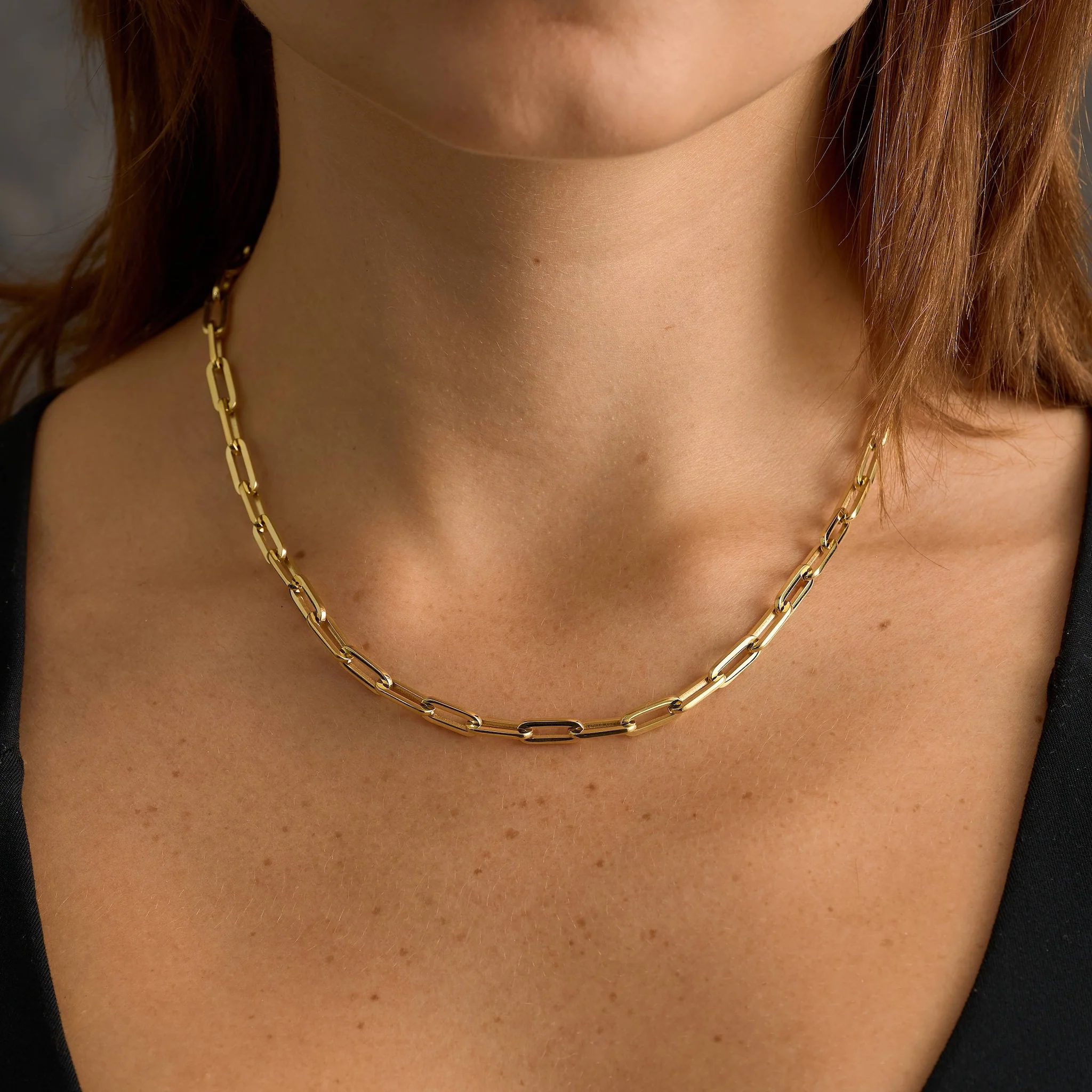 Paper Clip Chain Necklace in Yellow Gold - 5mm - Image 2