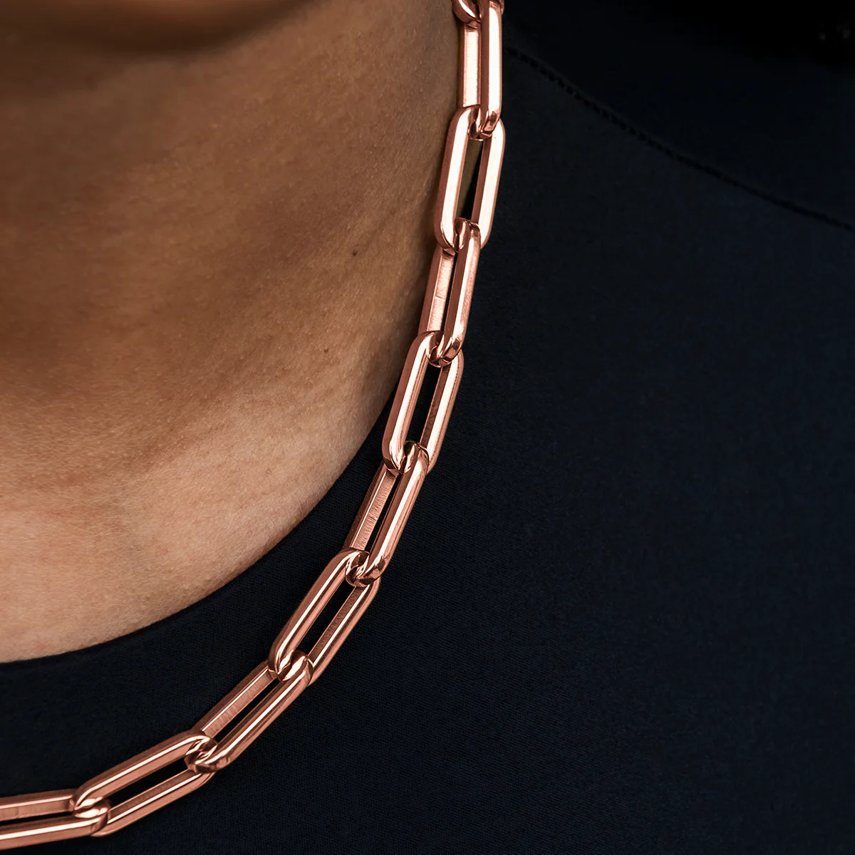 Paper Clip Necklace in Rose Gold- 8mm - Image 3