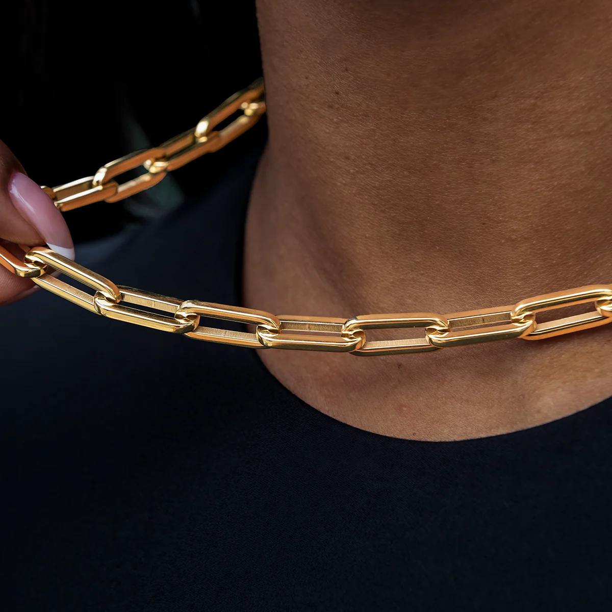 Paper Clip Necklace in Yellow Gold- 8mm - Image 3