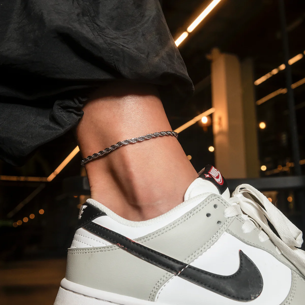 Rope Anklet in White Gold- 4mm - Image 2
