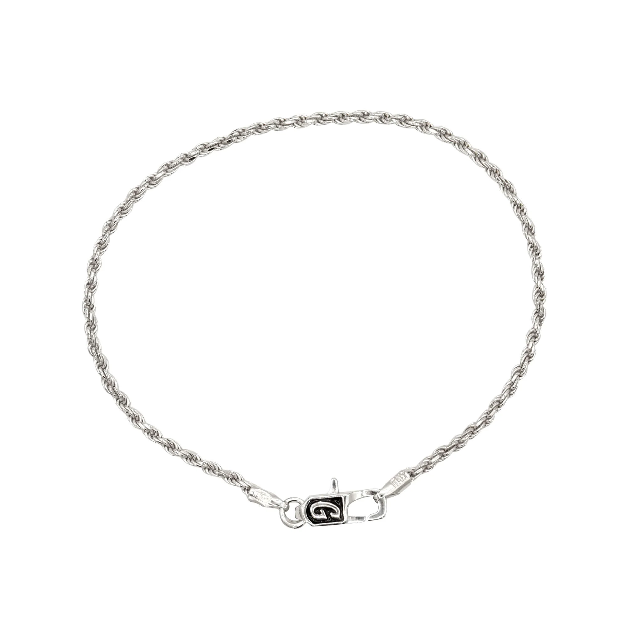 Rope Chain Bracelet in Sterling Silver - 2mm