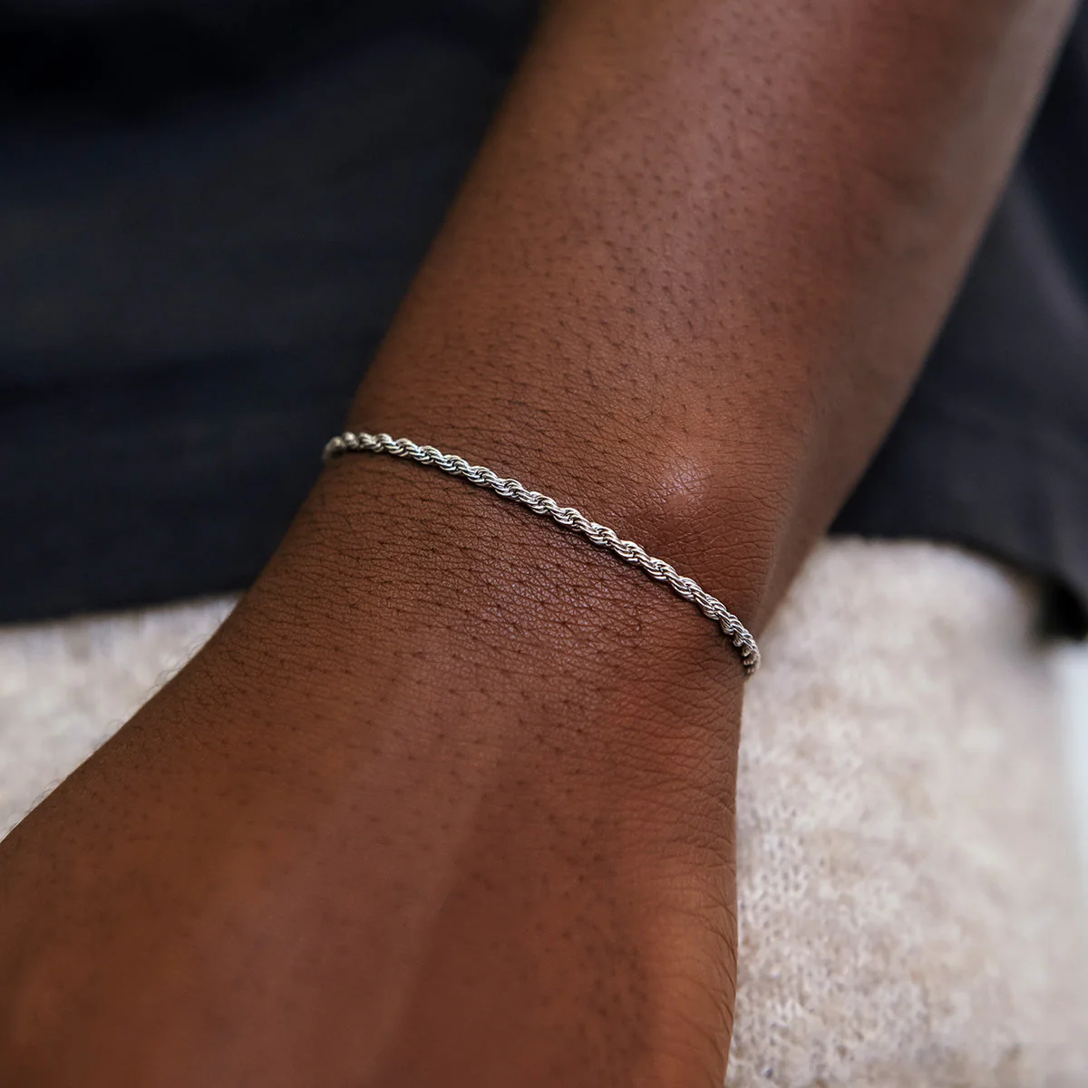 Rope Chain Bracelet in Sterling Silver - 2mm - Image 2