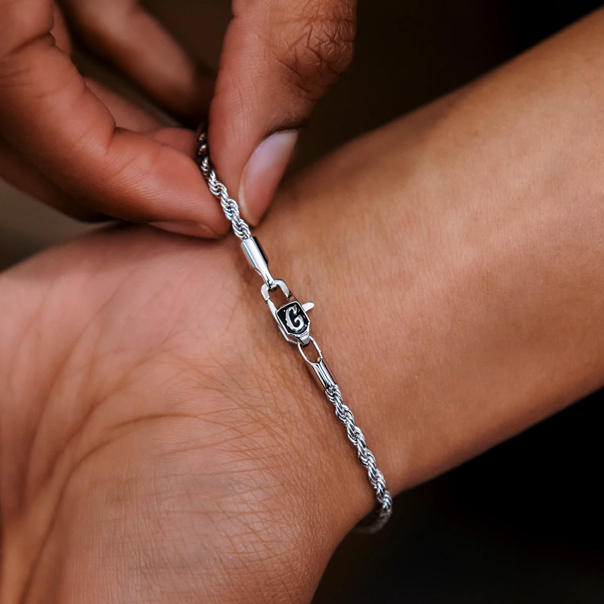 Rope Chain Bracelet in Sterling Silver - 2mm - Image 3