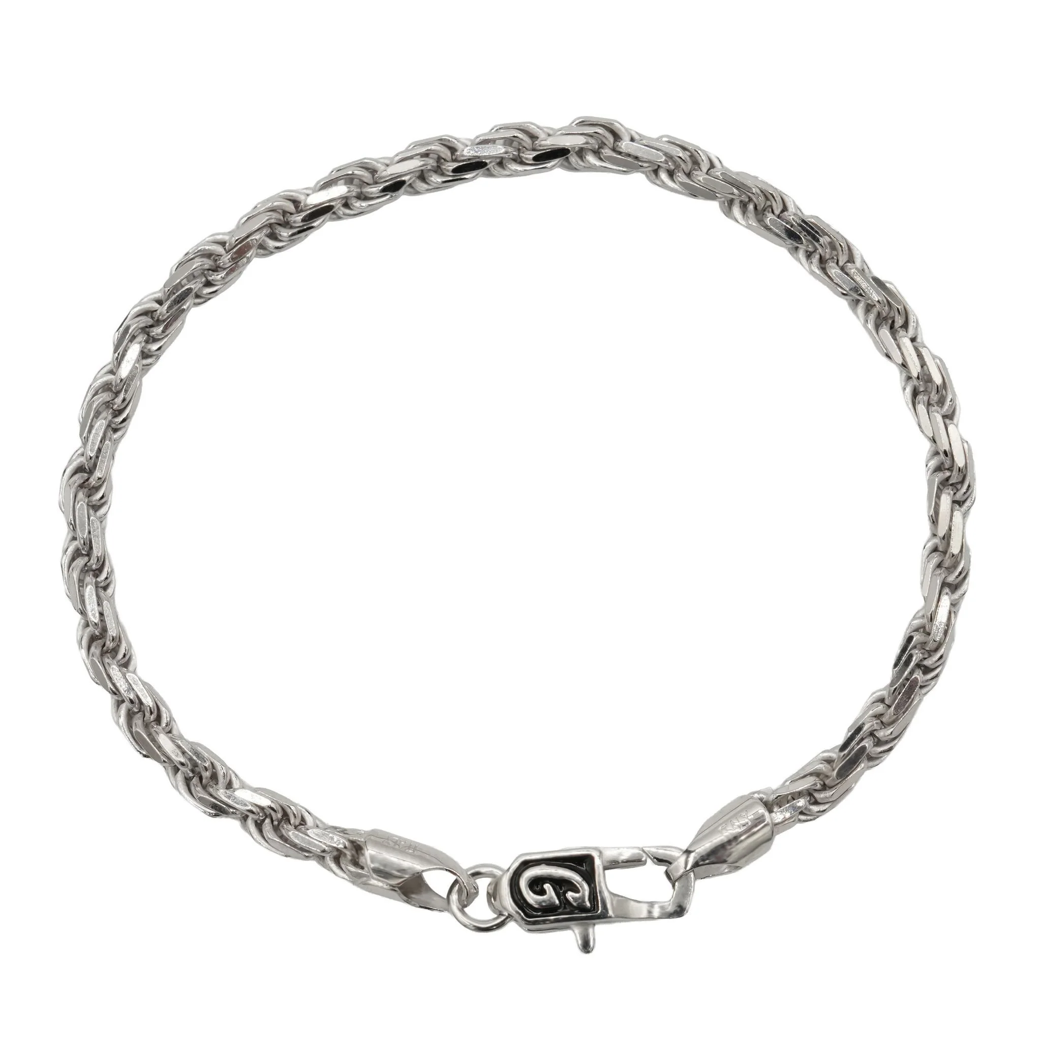 Rope Chain Bracelet in Sterling Silver - 4mm