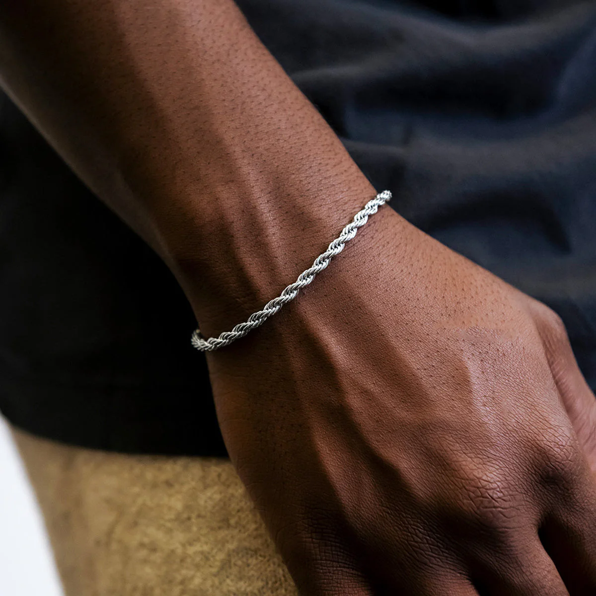 Rope Chain Bracelet in Sterling Silver - 4mm - Image 2