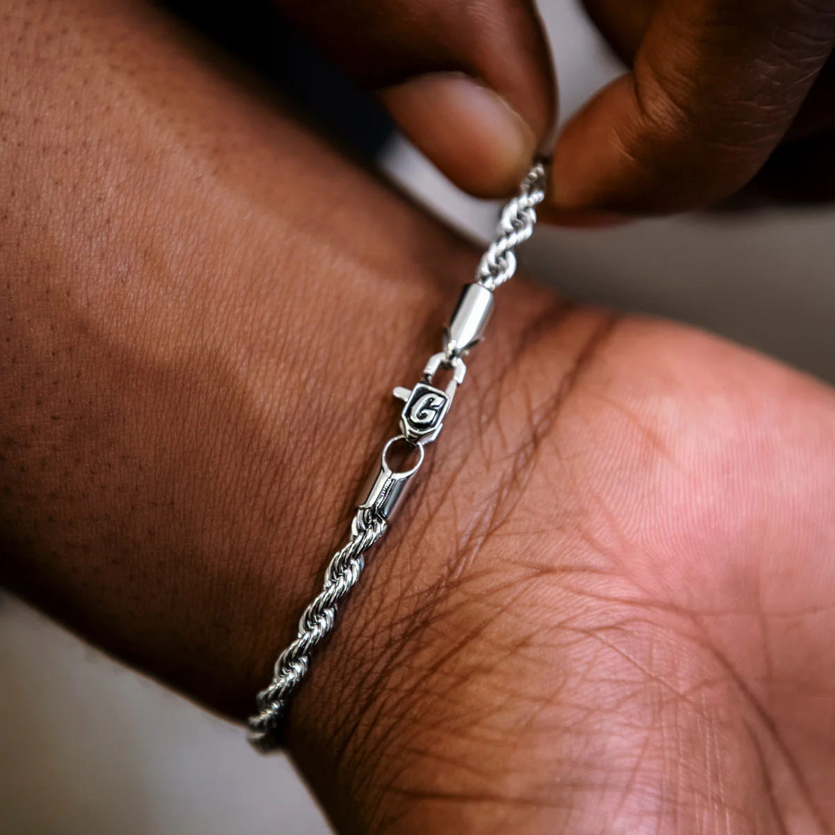 Rope Chain Bracelet in Sterling Silver - 4mm - Image 3