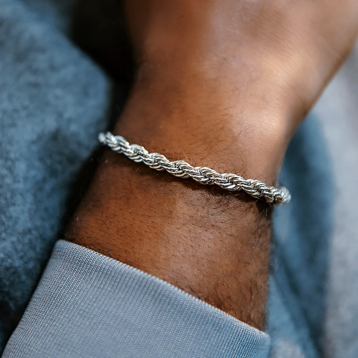 Rope Chain Bracelet in Sterling Silver - 6mm - Image 2