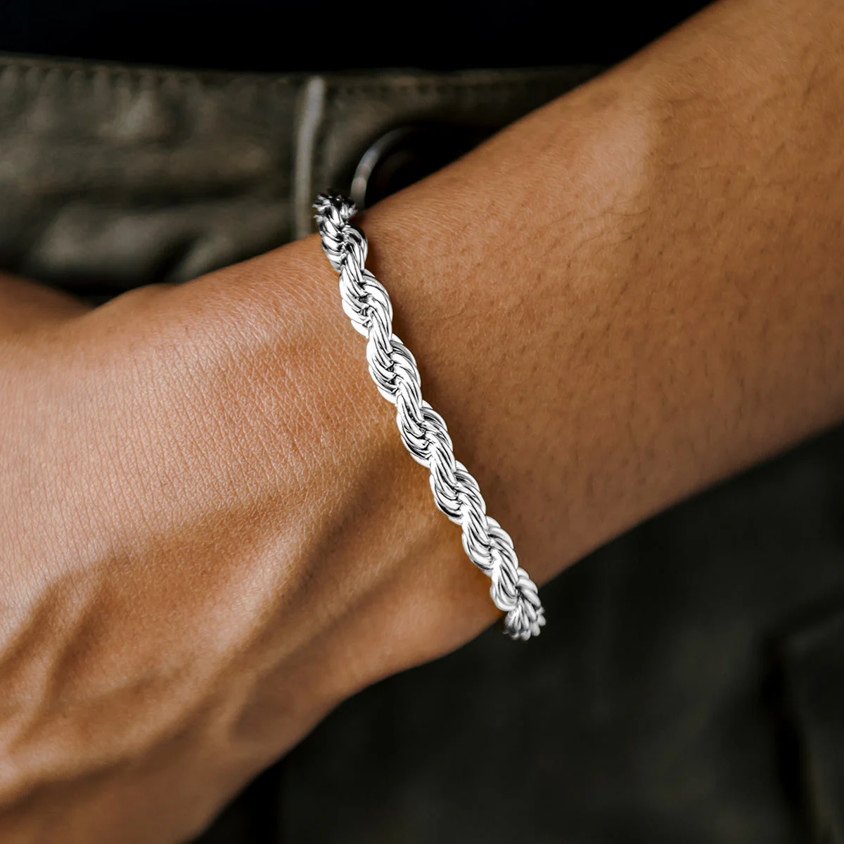 Rope Chain Bracelet in Sterling Silver - 6mm - Image 2