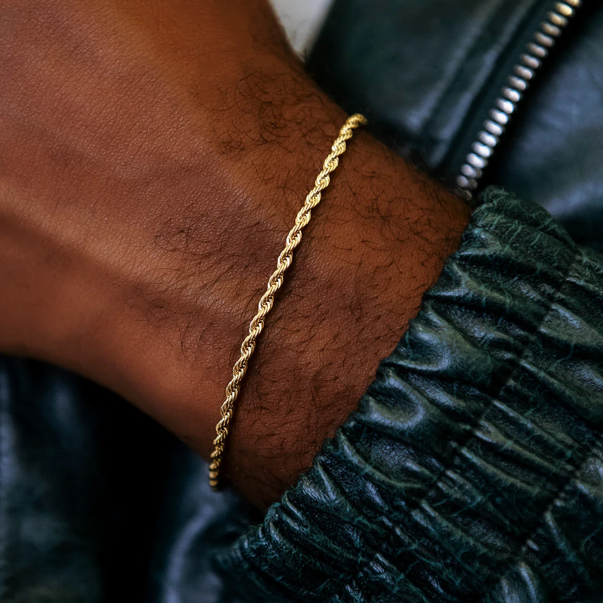 Rope Chain Bracelet in Yellow Gold Vermeil - 2mm - Image 2