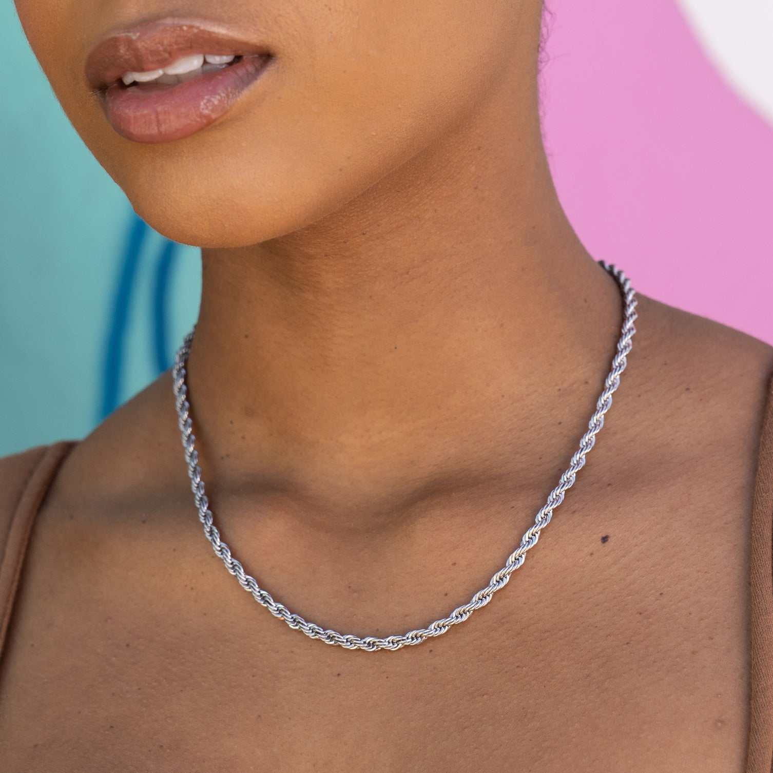 Rope Necklace in Sterling Silver - 4mm - Image 5