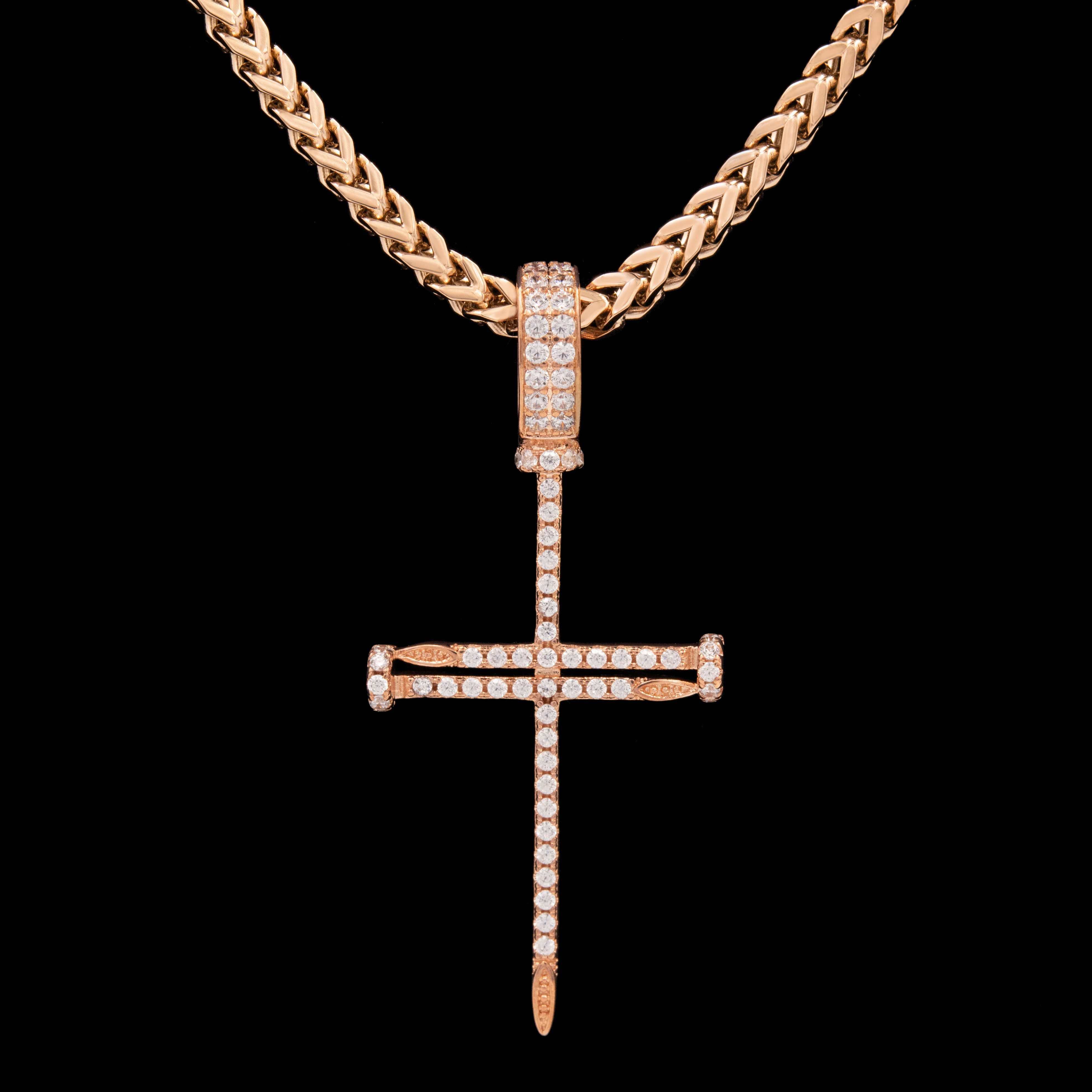 Iced Nail Cross in Rose Gold - Image 4