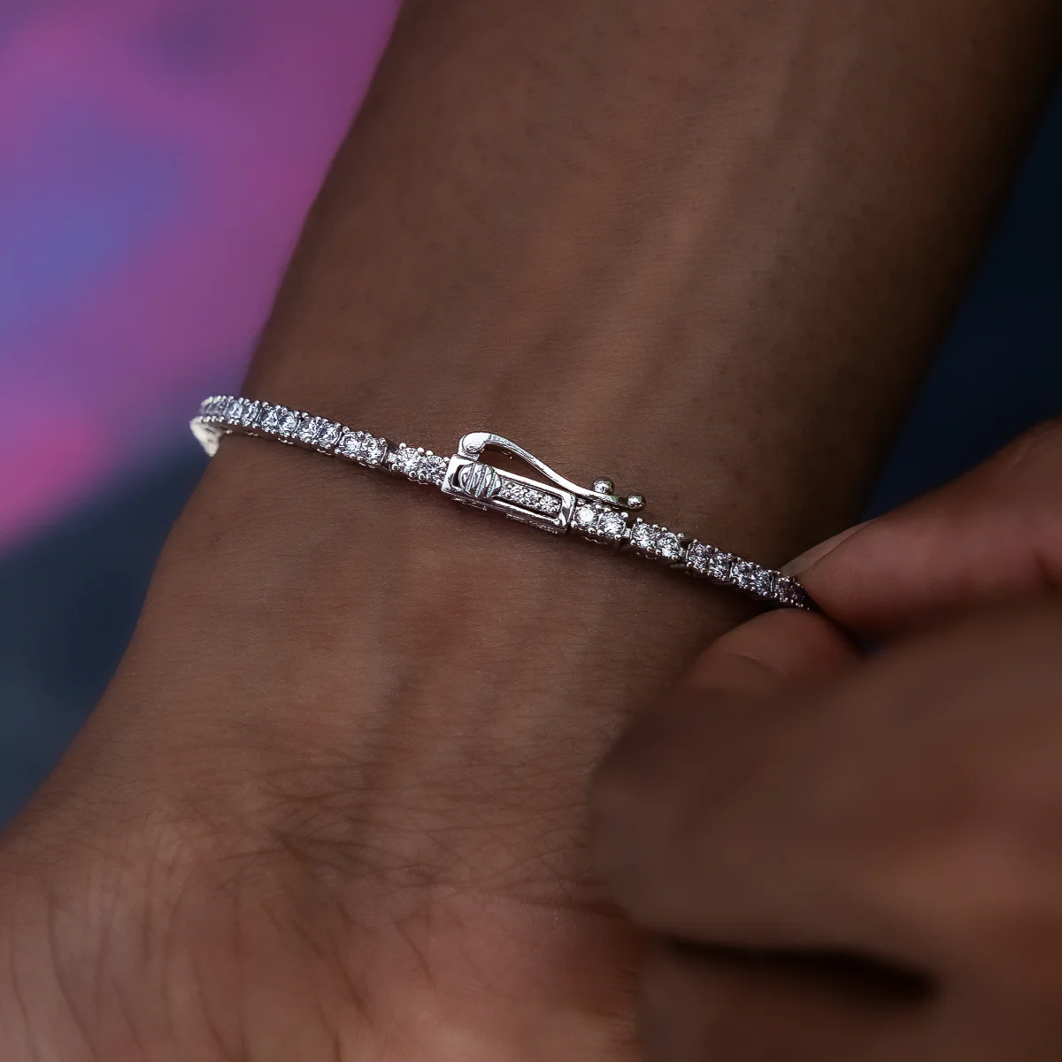 Diamond Tennis Bracelet in White Gold- 2mm - Image 3