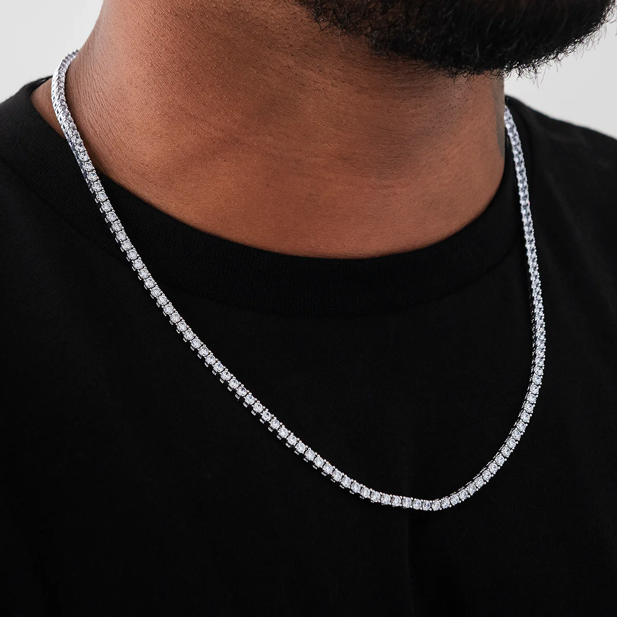 Diamond Tennis Chain in White Gold- 3mm - Image 3
