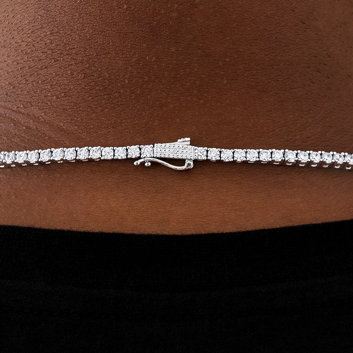 Diamond Tennis Chain in White Gold- 3mm - Image 4
