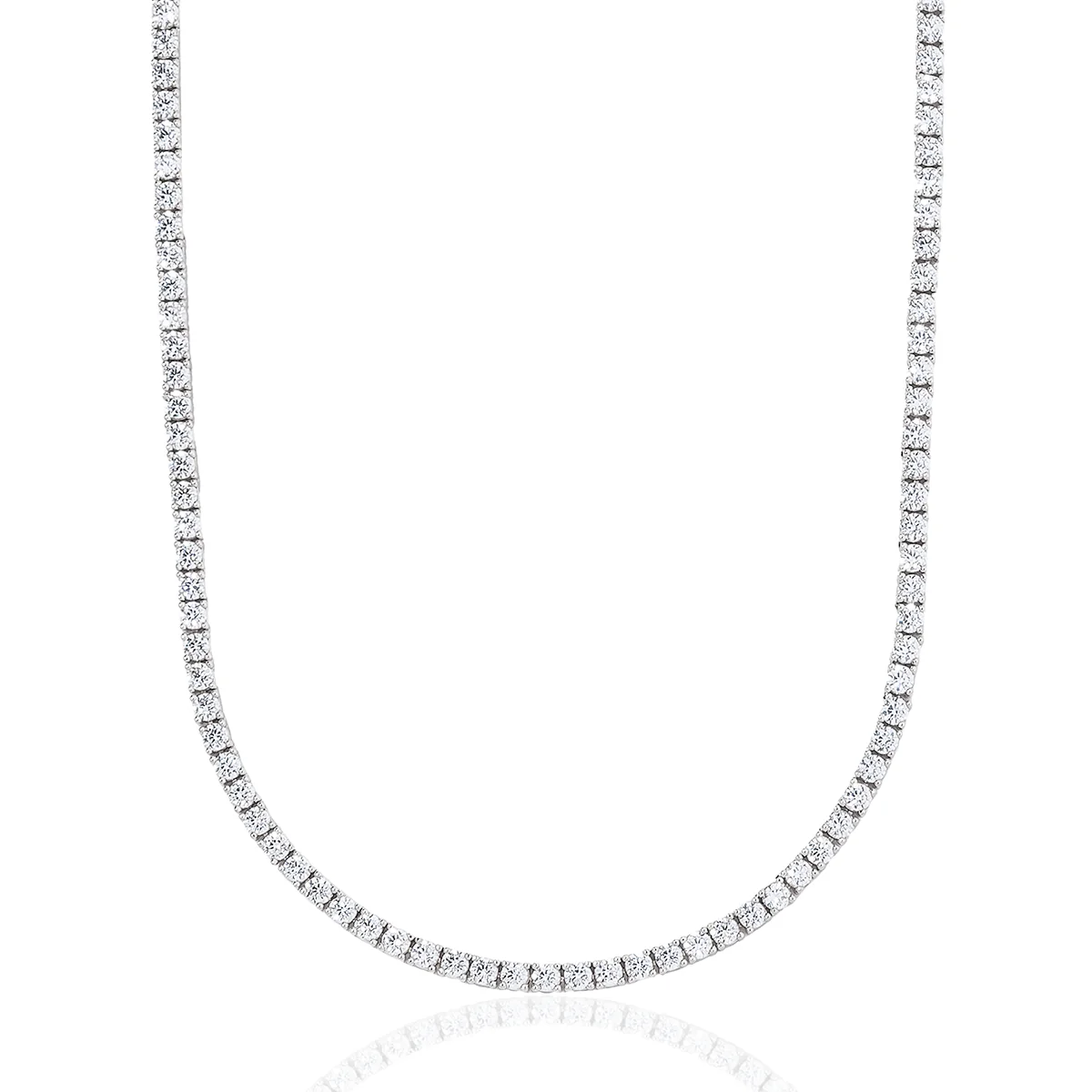 Diamond Tennis Chain in White Gold- 3mm - Image 5
