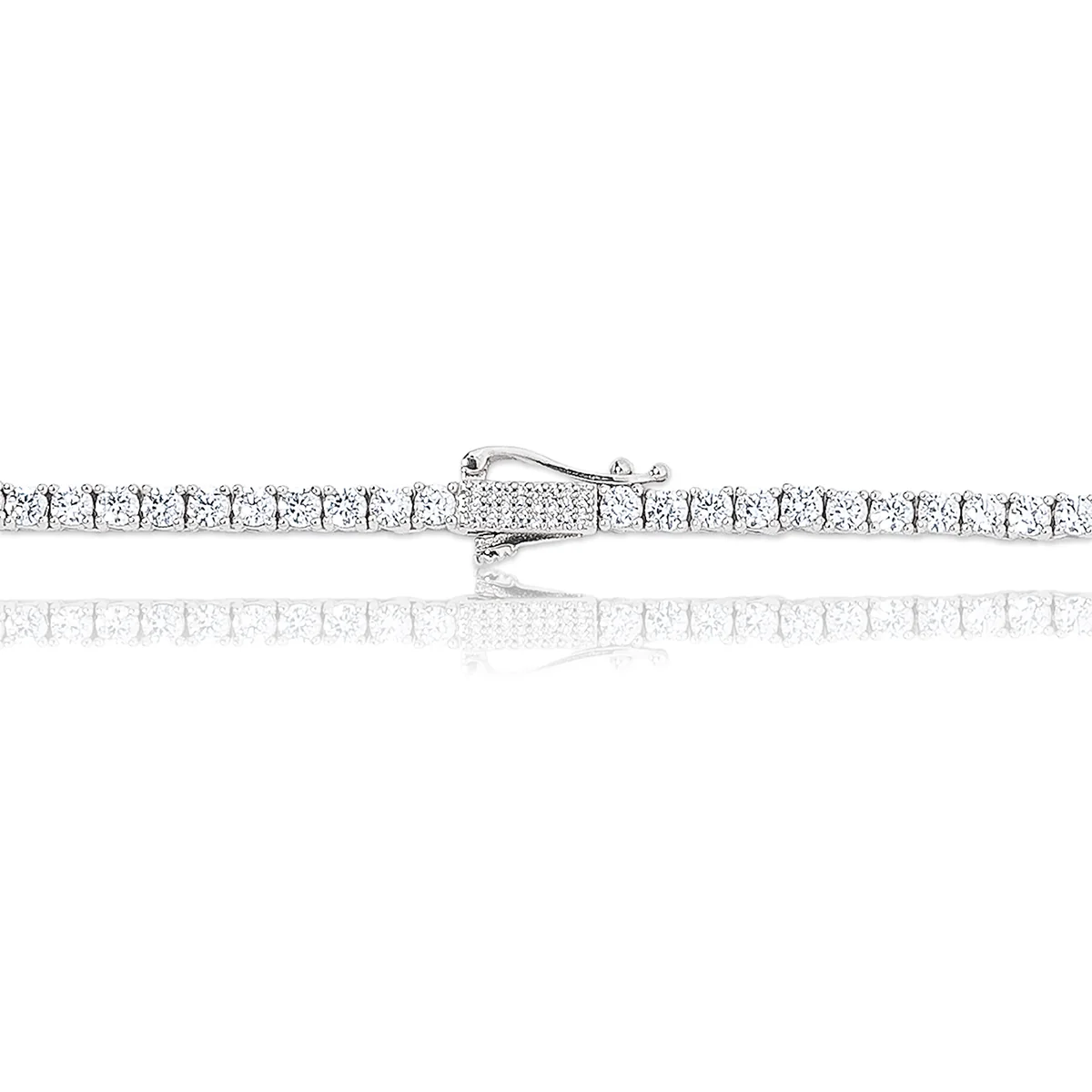 Diamond Tennis Chain in White Gold- 3mm - Image 7