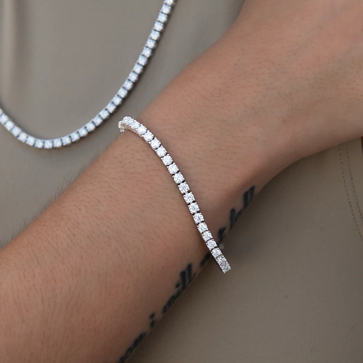 Women's Moissanite Diamond Tennis Bracelet in White Gold Vermeil- 3mm - Image 4